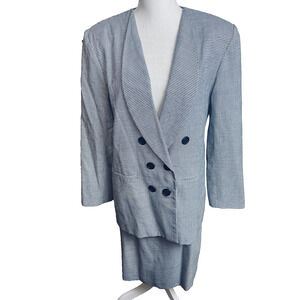 Vintage 80s JG Hook Blazer Suit Skirt Set sz 12 Black white houndstooth career